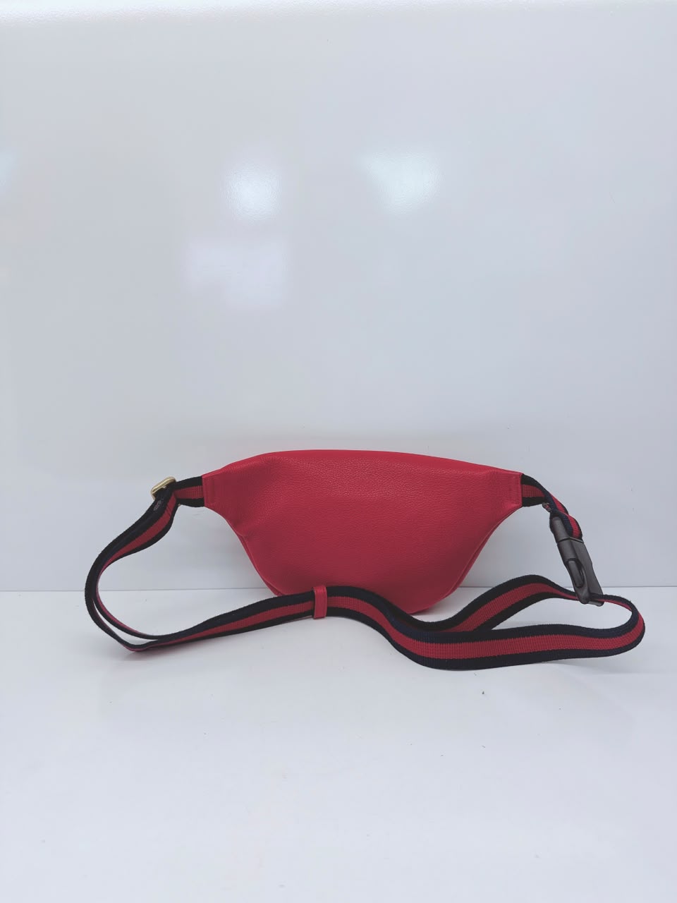 RED LEATHER LOGO WEB BELT BAG