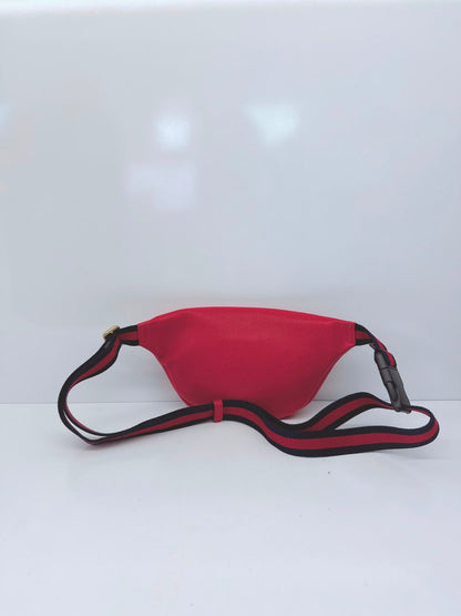 RED LEATHER LOGO WEB BELT BAG