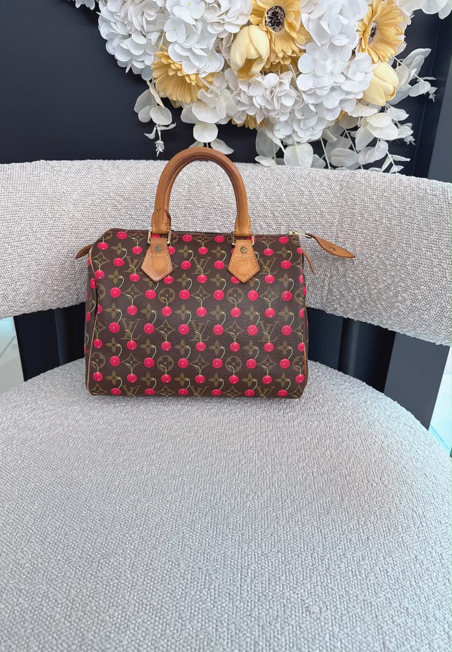 CHERRY CERISES MONOGRAM SPEEDY 25