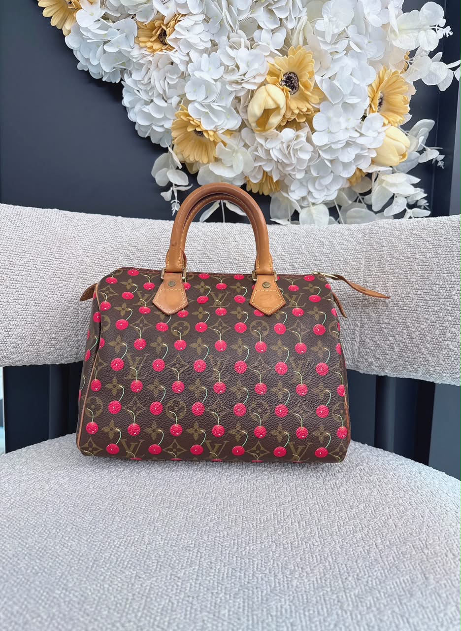 CHERRY CERISES MONOGRAM SPEEDY 25