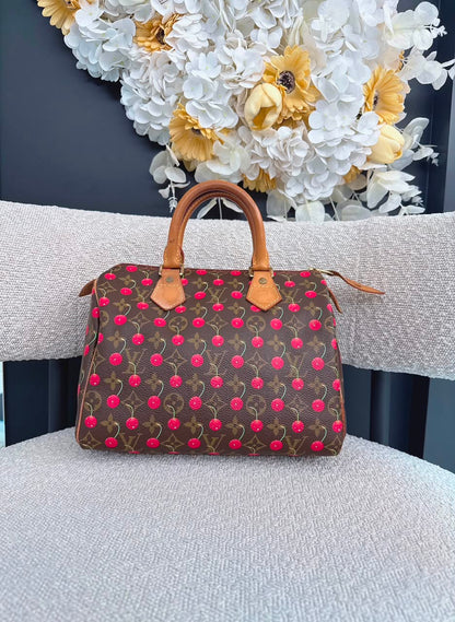 CHERRY CERISES MONOGRAM SPEEDY 25