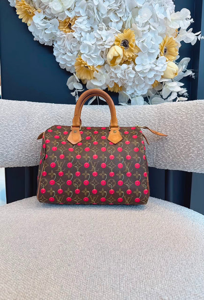 CHERRY CERISES MONOGRAM SPEEDY 25