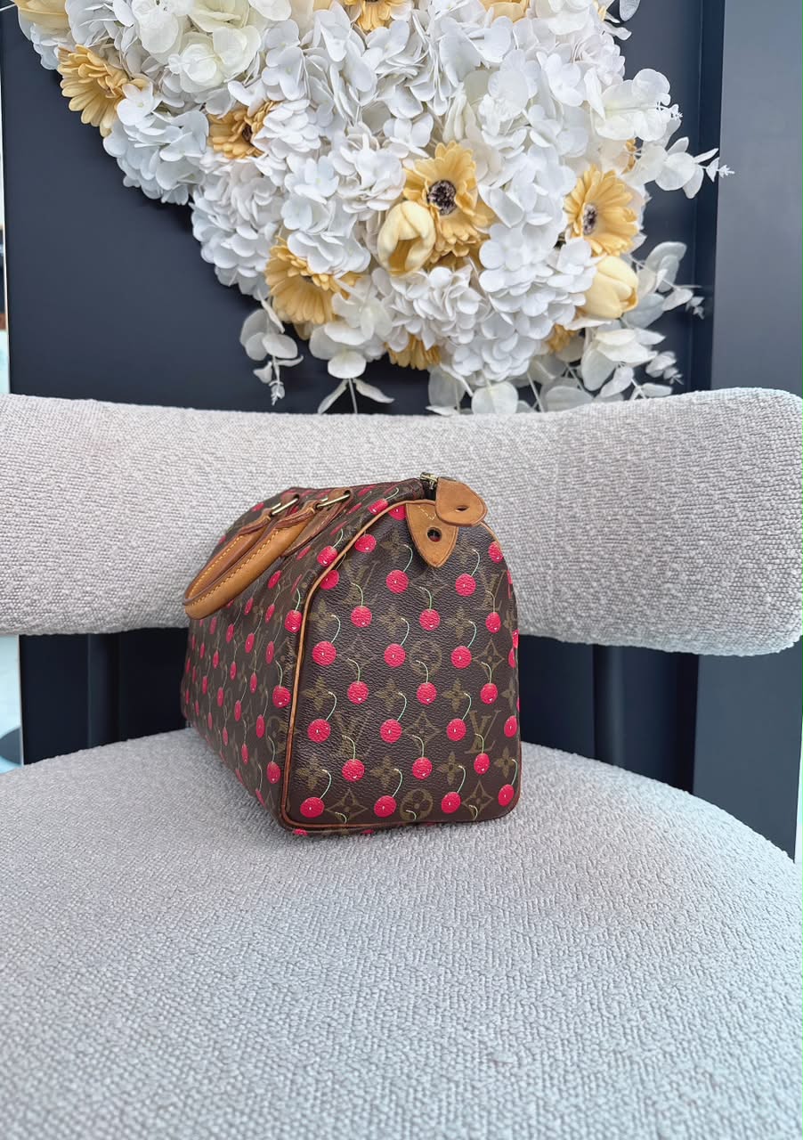 CHERRY CERISES MONOGRAM SPEEDY 25