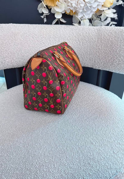 CHERRY CERISES MONOGRAM SPEEDY 25
