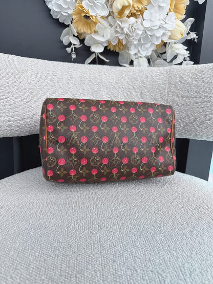 CHERRY CERISES MONOGRAM SPEEDY 25