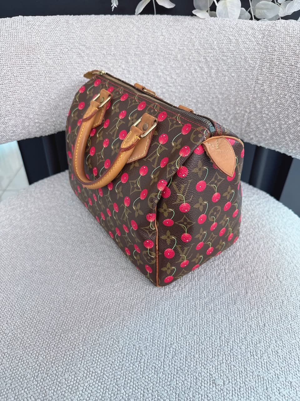 CHERRY CERISES MONOGRAM SPEEDY 25