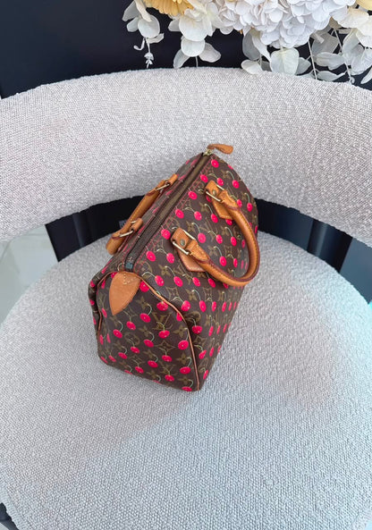 CHERRY CERISES MONOGRAM SPEEDY 25