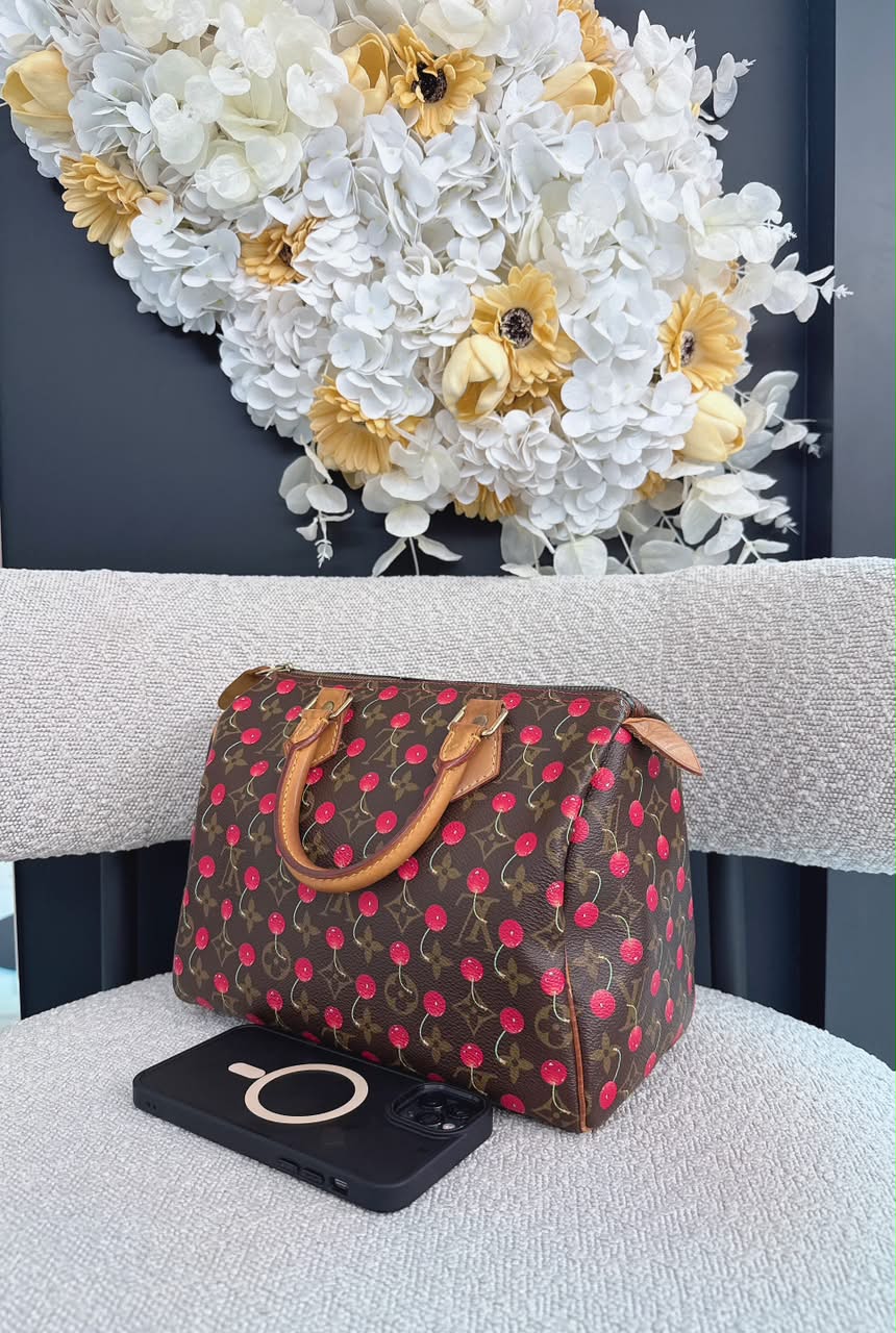 CHERRY CERISES MONOGRAM SPEEDY 25