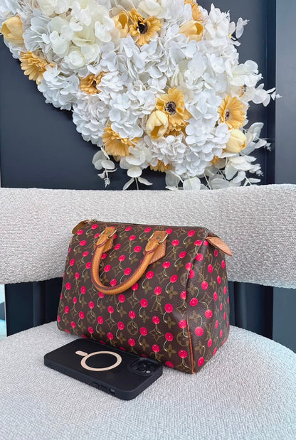 CHERRY CERISES MONOGRAM SPEEDY 25