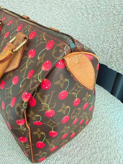 CHERRY CERISES MONOGRAM SPEEDY 25