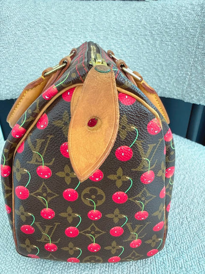 CHERRY CERISES MONOGRAM SPEEDY 25