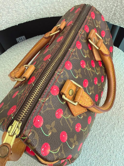CHERRY CERISES MONOGRAM SPEEDY 25