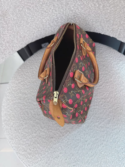 CHERRY CERISES MONOGRAM SPEEDY 25