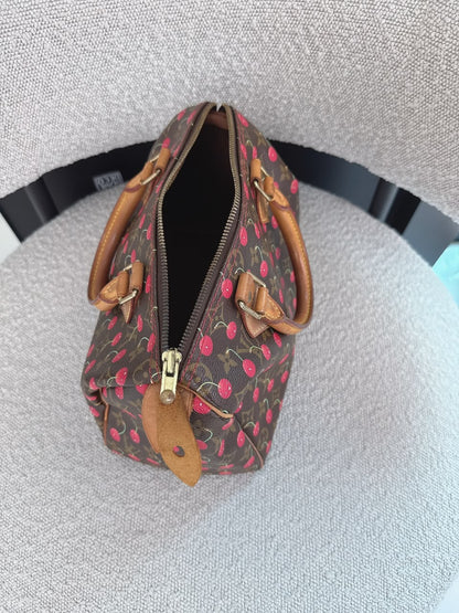 CHERRY CERISES MONOGRAM SPEEDY 25