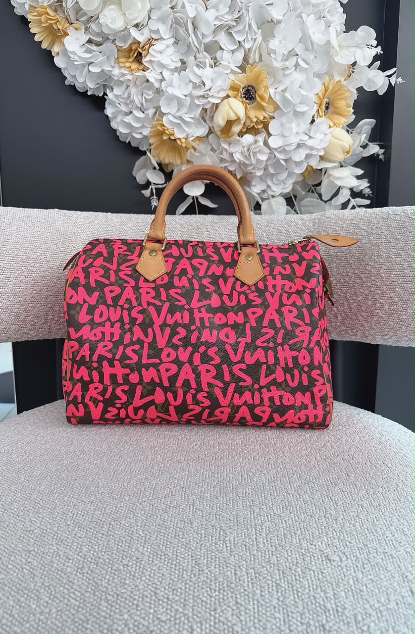 PINK GRAFFITI MONOGRAM CANVAS STEPHEN SPROUSE SPEEDY 30