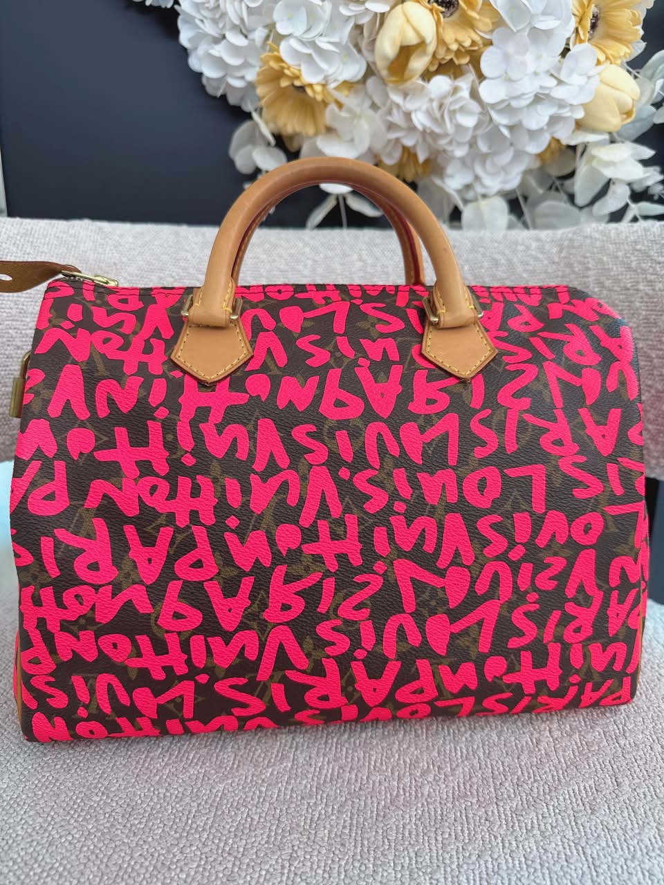 PINK GRAFFITI MONOGRAM CANVAS STEPHEN SPROUSE SPEEDY 30