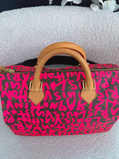 PINK GRAFFITI MONOGRAM CANVAS STEPHEN SPROUSE SPEEDY 30