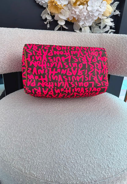 PINK GRAFFITI MONOGRAM CANVAS STEPHEN SPROUSE SPEEDY 30