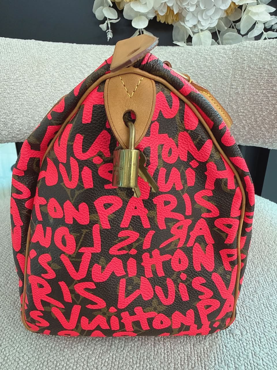 PINK GRAFFITI MONOGRAM CANVAS STEPHEN SPROUSE SPEEDY 30