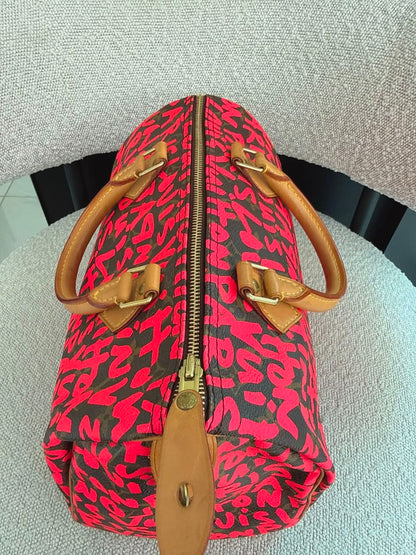 PINK GRAFFITI MONOGRAM CANVAS STEPHEN SPROUSE SPEEDY 30