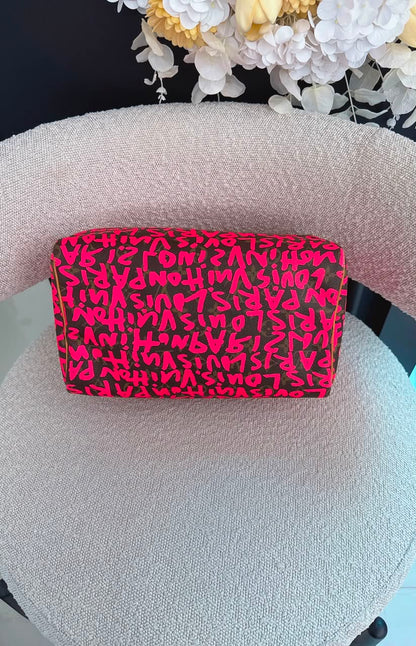 PINK GRAFFITI MONOGRAM CANVAS STEPHEN SPROUSE SPEEDY 30
