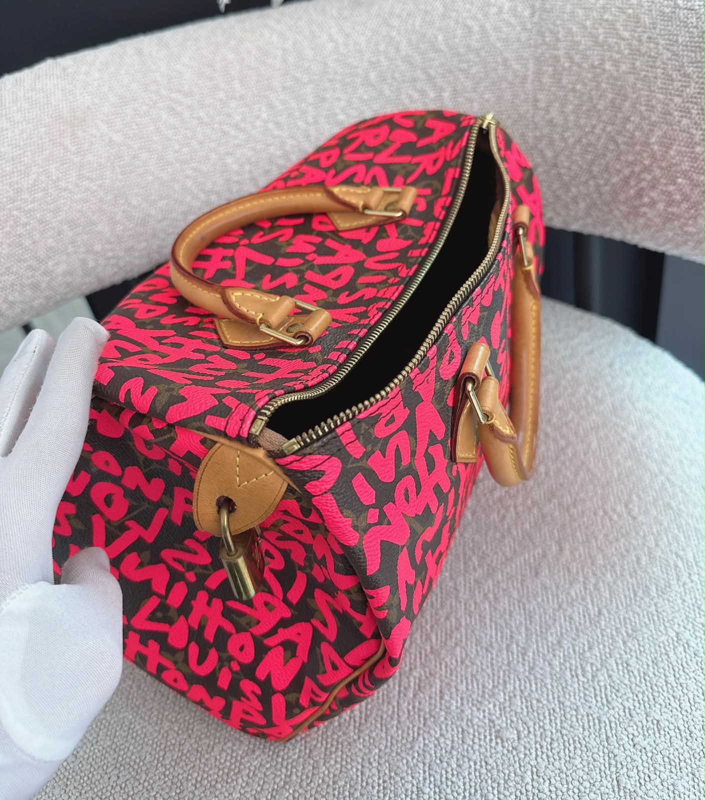 PINK GRAFFITI MONOGRAM CANVAS STEPHEN SPROUSE SPEEDY 30