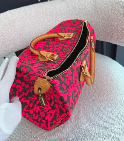 PINK GRAFFITI MONOGRAM CANVAS STEPHEN SPROUSE SPEEDY 30