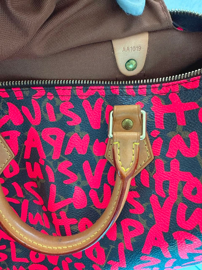 PINK GRAFFITI MONOGRAM CANVAS STEPHEN SPROUSE SPEEDY 30
