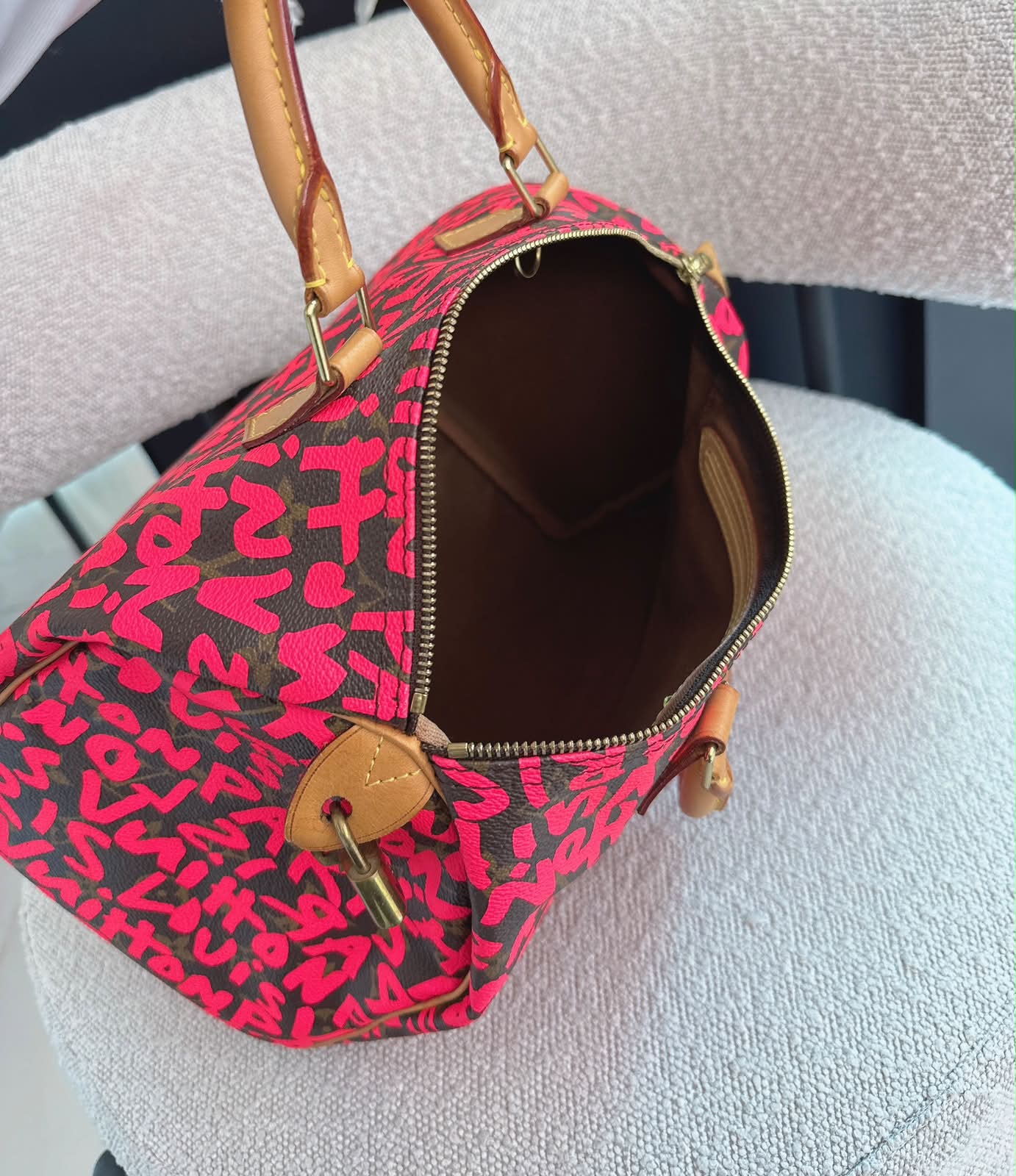 PINK GRAFFITI MONOGRAM CANVAS STEPHEN SPROUSE SPEEDY 30
