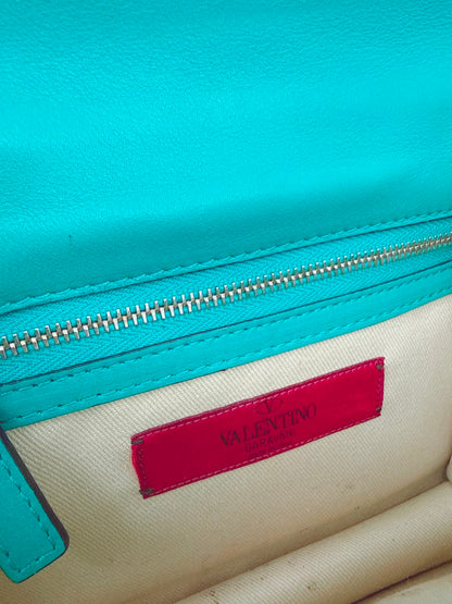 GREEN LEATHER ROCKSTUD GLAM LOCK FLAP SMALL SHOULDER BAG