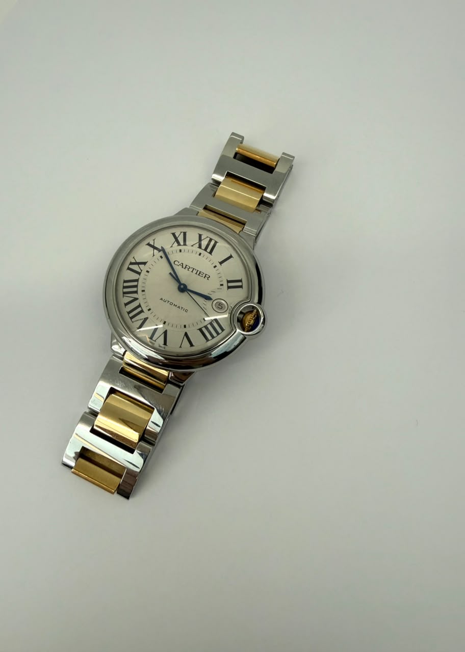 18K YELLOW GOLD AND STAINLESS STEEL BALLON BLEU WRISTWATCH 42MM