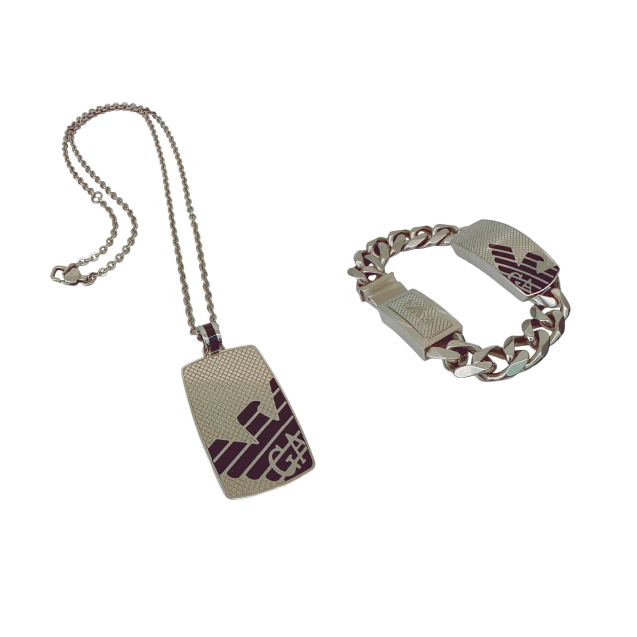 MEN'S STAINLESS STEEL PENDANT AND BRACELET SET