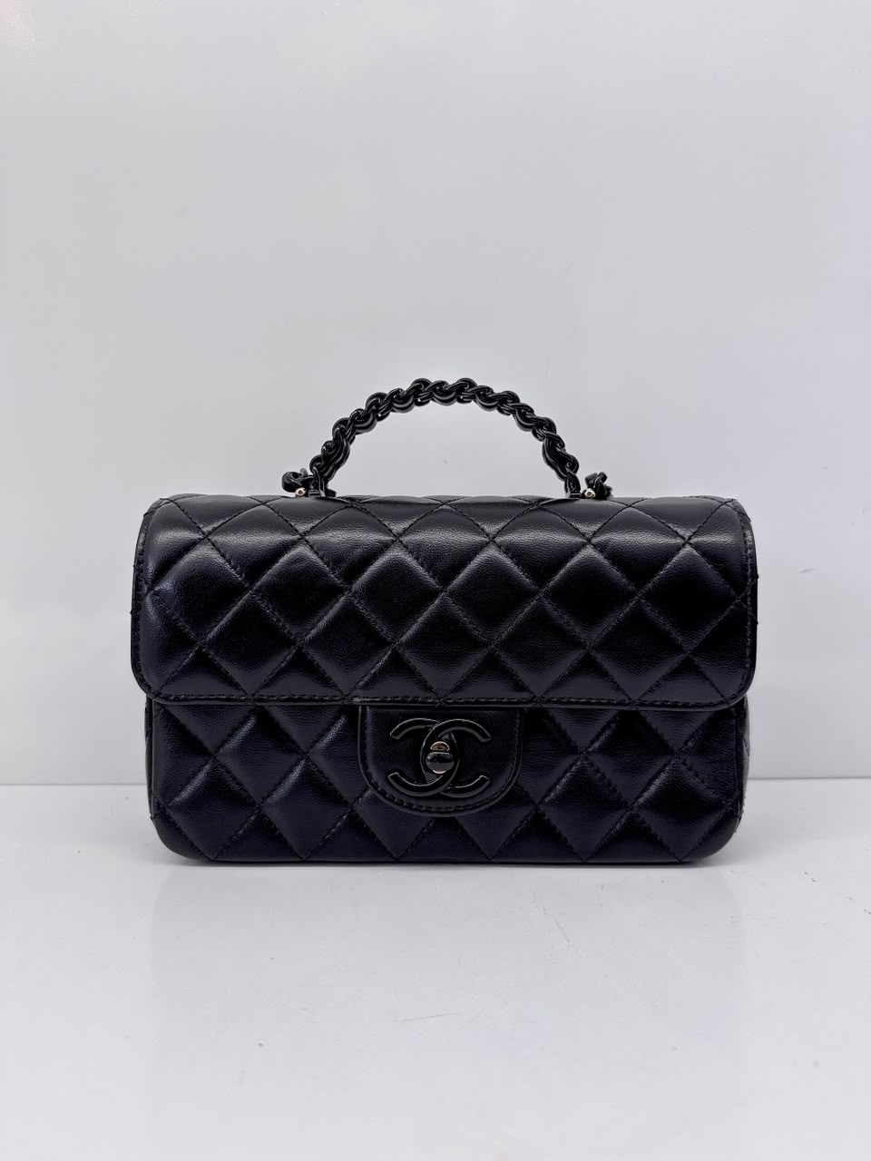 SO BLACK QUILTED CC CLASSIC SINGLE FLAP TOP HANDLE BAG
