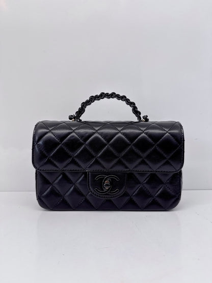 SO BLACK QUILTED CC CLASSIC SINGLE FLAP TOP HANDLE BAG