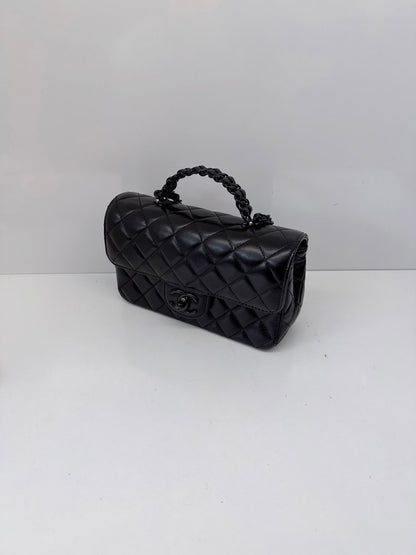 SO BLACK QUILTED CC CLASSIC SINGLE FLAP TOP HANDLE BAG