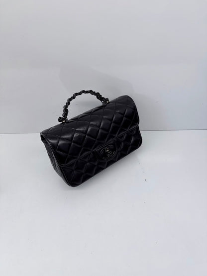 SO BLACK QUILTED CC CLASSIC SINGLE FLAP TOP HANDLE BAG