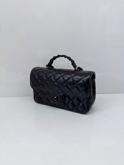 SO BLACK QUILTED CC CLASSIC SINGLE FLAP TOP HANDLE BAG