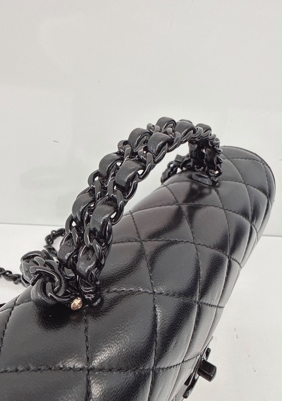 SO BLACK QUILTED CC CLASSIC SINGLE FLAP TOP HANDLE BAG