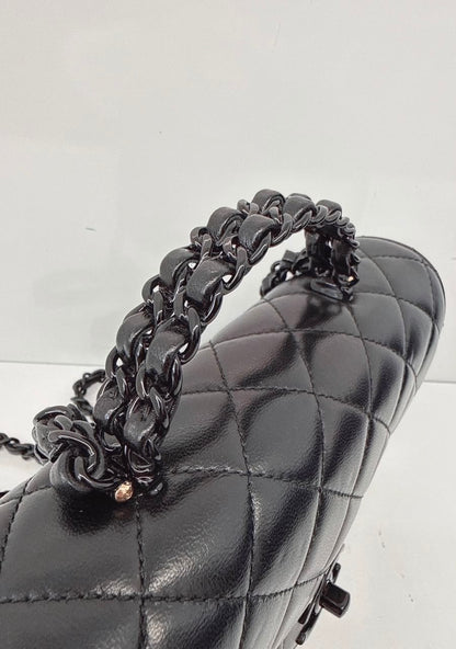 SO BLACK QUILTED CC CLASSIC SINGLE FLAP TOP HANDLE BAG