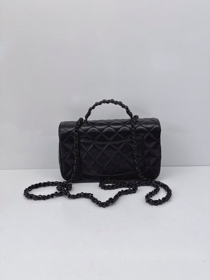 SO BLACK QUILTED CC CLASSIC SINGLE FLAP TOP HANDLE BAG
