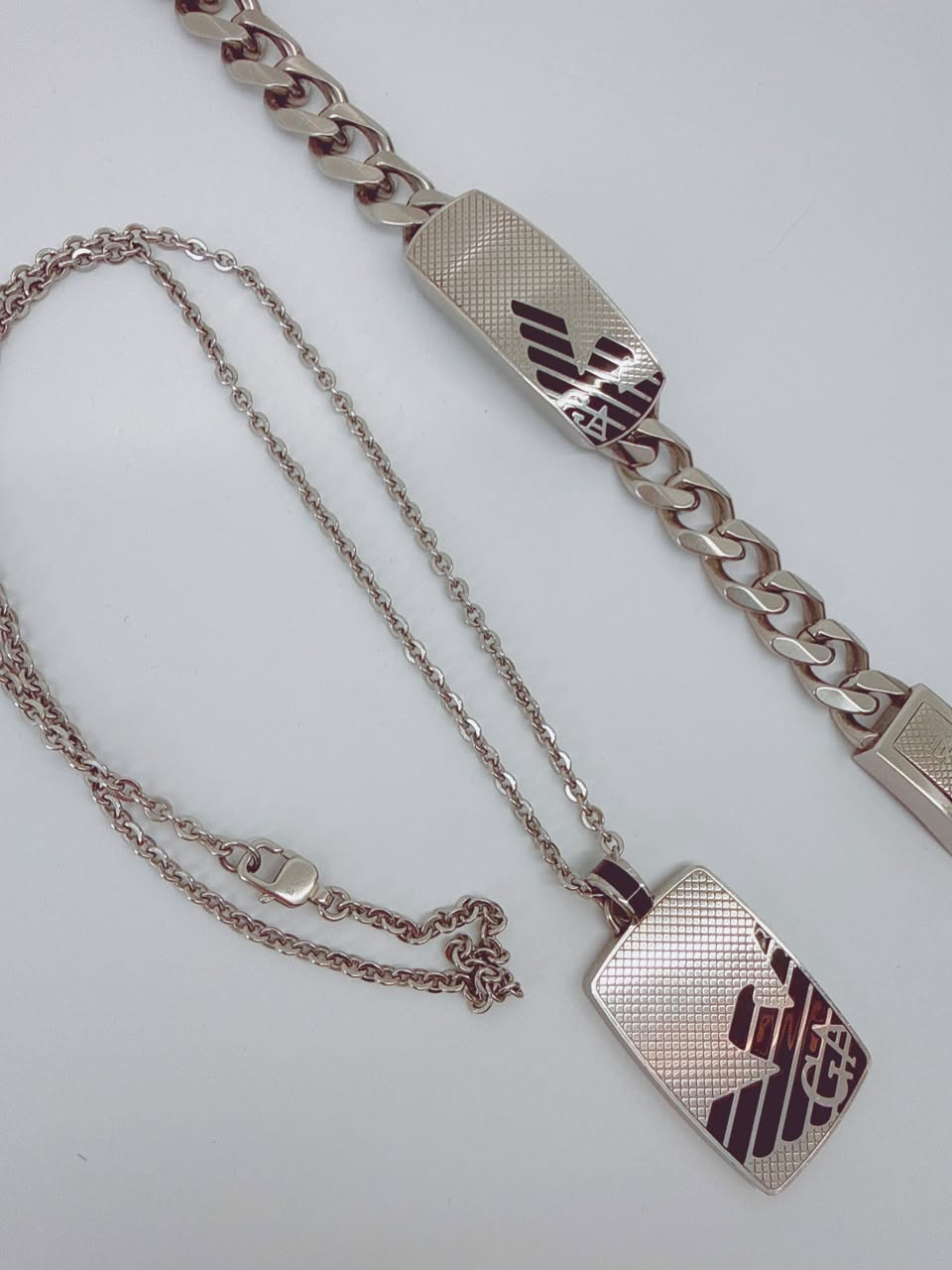MEN'S STAINLESS STEEL PENDANT AND BRACELET SET