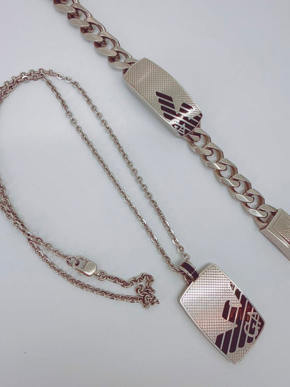 MEN'S STAINLESS STEEL PENDANT AND BRACELET SET