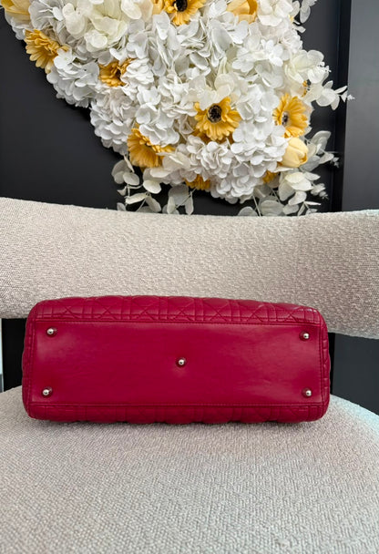 RED LAMBSKIN CANNAGE LARGE LADY DIOR BAG