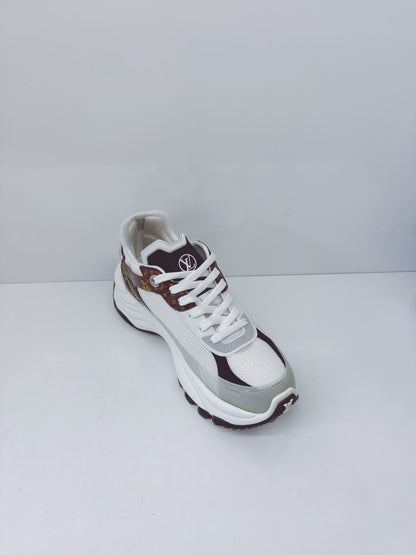 WHITE MONOGRAM CALFSKIN RUN 55 SNEAKERS 38