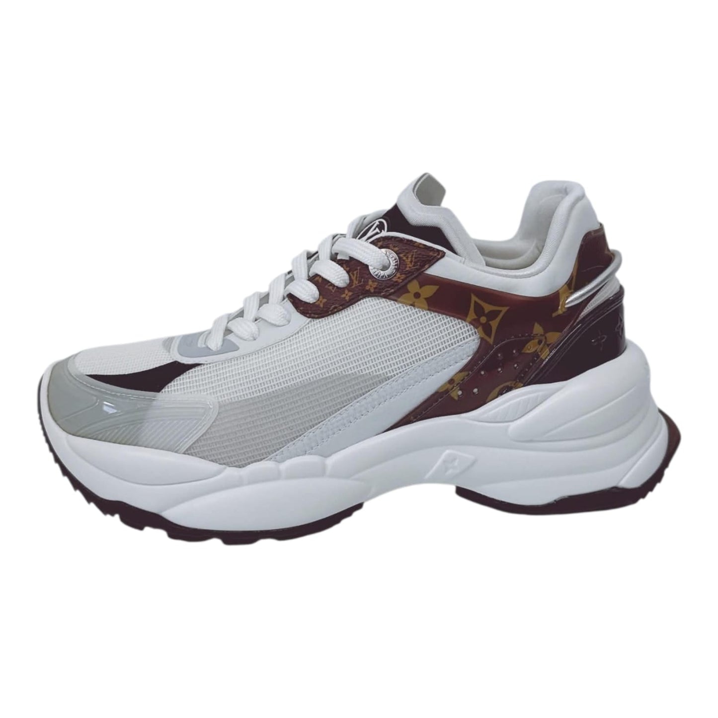 WHITE MONOGRAM CALFSKIN RUN 55 SNEAKERS 38