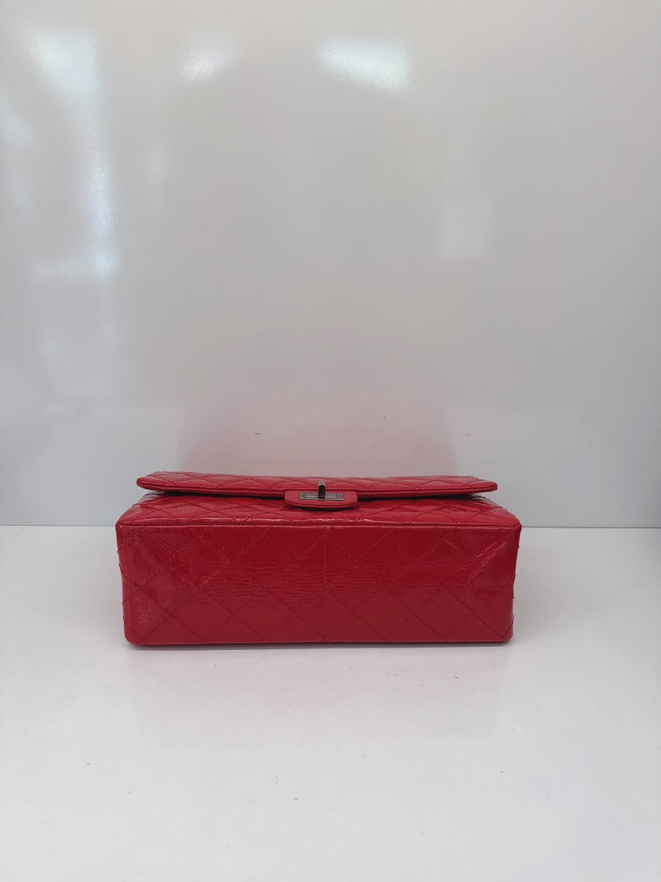 RED SHINY AGED CALFSKIN 2.55 REISSUE DOUBLE FLAP BAG