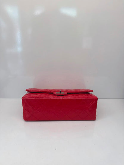 RED SHINY AGED CALFSKIN 2.55 REISSUE DOUBLE FLAP BAG