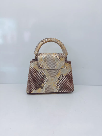 BEIGE GOLD PYTHON LEATHER MINI CAPUCINES BAG