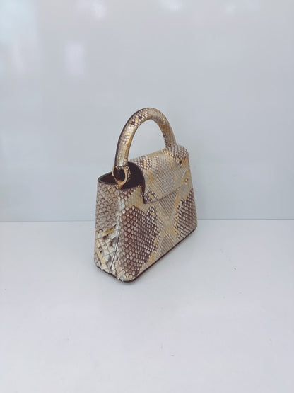 BEIGE GOLD PYTHON LEATHER MINI CAPUCINES BAG