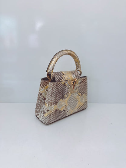 BEIGE GOLD PYTHON LEATHER MINI CAPUCINES BAG
